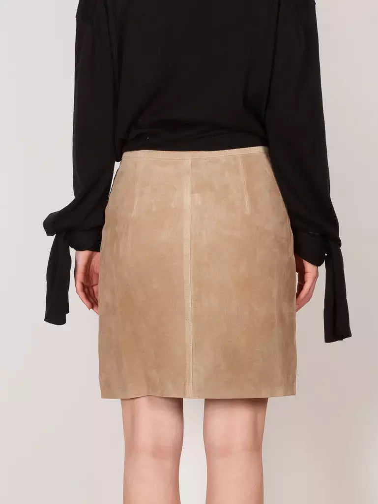 Belted Pocket Suede Mini Skirt - Skirts