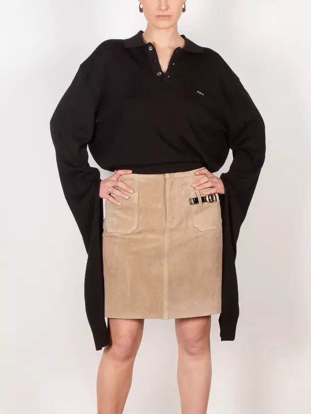 Belted Pocket Suede Mini Skirt - Skirts