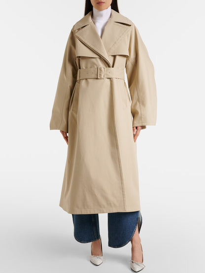 Belted Rounded-Split-Sleeve Trench Coat - Coats