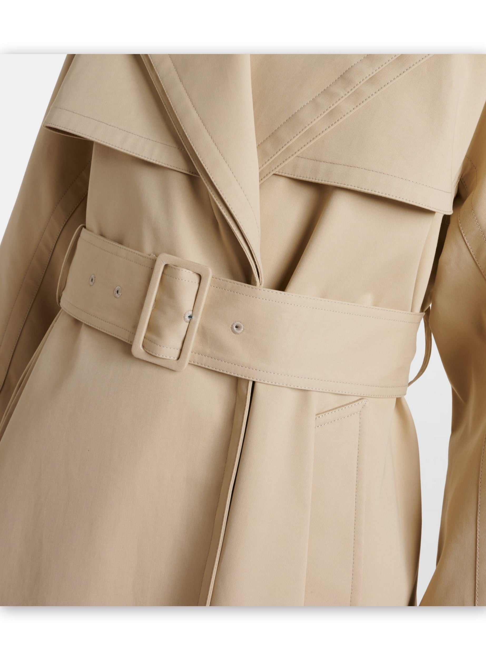 Belted Rounded-Split-Sleeve Trench Coat - Coats