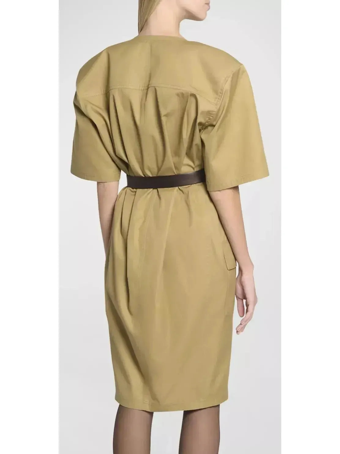 Belted Saharienne Safari Dress in Cotton Twill - Dresses