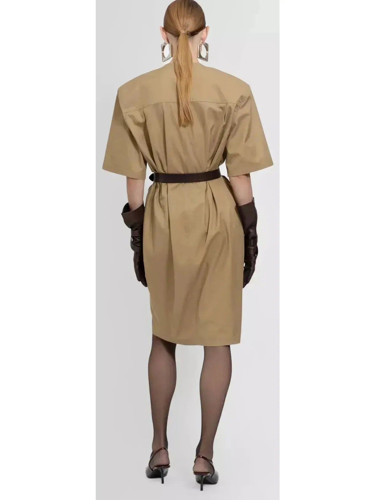 Belted Saharienne Safari Dress in Cotton Twill - Dresses