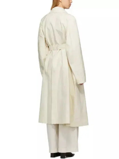 Belted Single-Breasted Linen-Blend Trench Coat - Coats