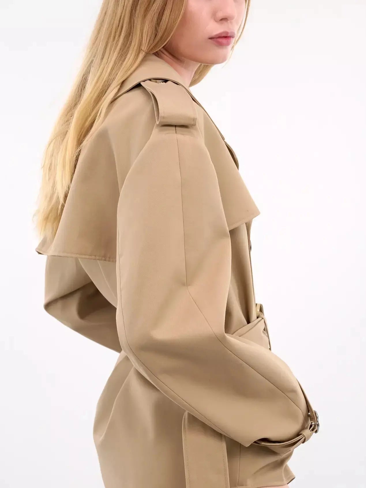 Belted Trench Bodysuit in Beige - Suits & Sets