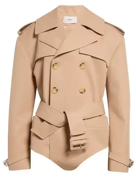 Belted Trench Bodysuit in Beige - Suits & Sets