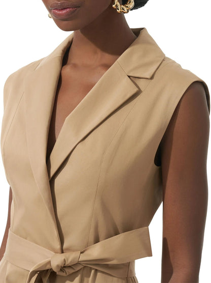 Belted Trench Sleeveless Midi Dress - Dresses