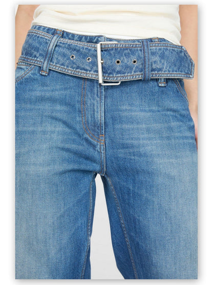 Belted Wide-Leg Jeans - Jeans & Pants