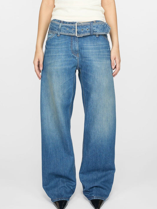 Belted Wide-Leg Jeans - Jeans & Pants