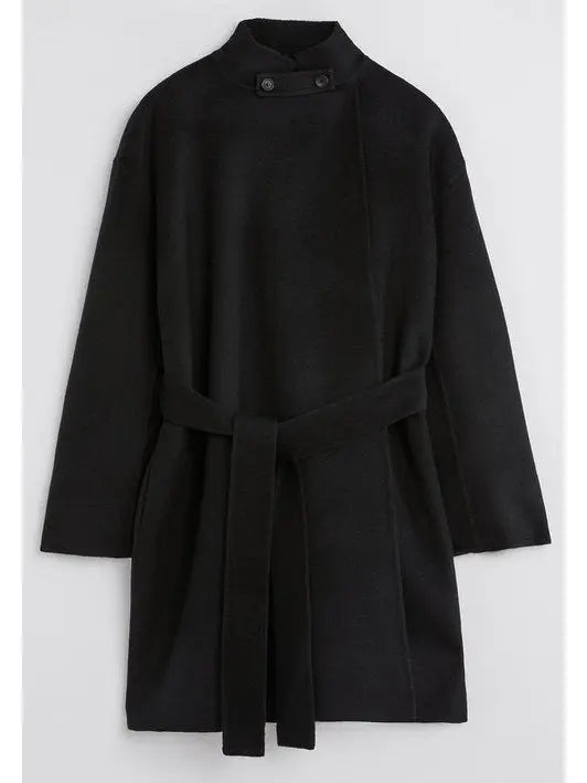 Belted Wool and Cashmere Wrap Jacket Black - Jackets