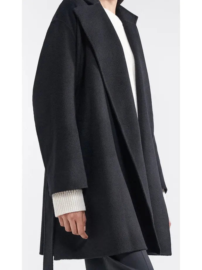 Belted Wool and Cashmere Wrap Jacket Black - Jackets