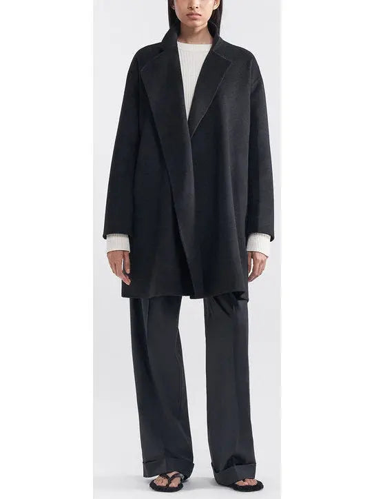 Belted Wool and Cashmere Wrap Jacket Black - Jackets