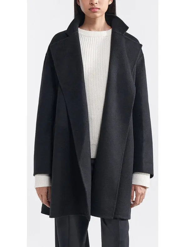 Belted Wool and Cashmere Wrap Jacket Black - Jackets