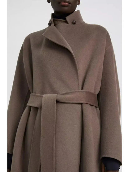 Belted Wool and Cashmere Wrap Jacket Taupe - Jackets