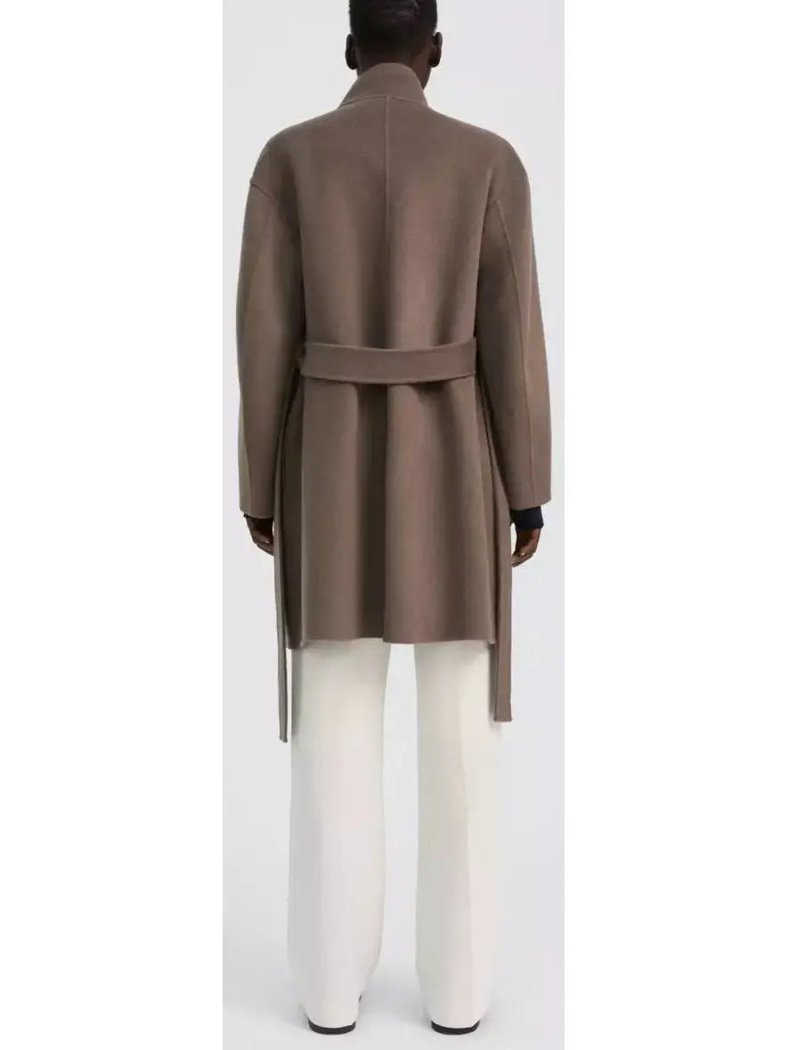 Belted Wool and Cashmere Wrap Jacket Taupe - Jackets