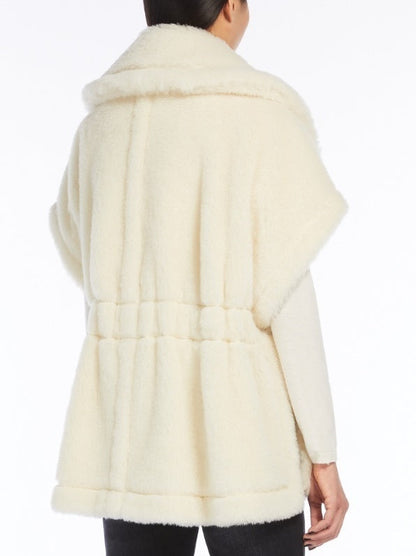 Cream faux fur vest from the Belted Wool Teddy Gilet in White/Ivory collection