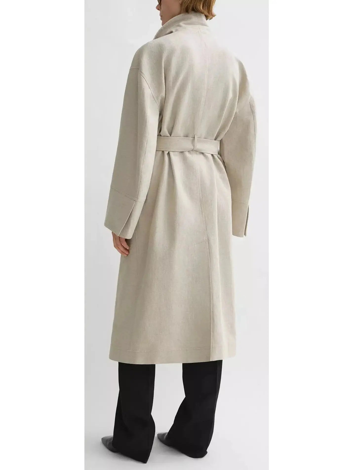 Belted Wrap Linen-Blend Coat - Coats