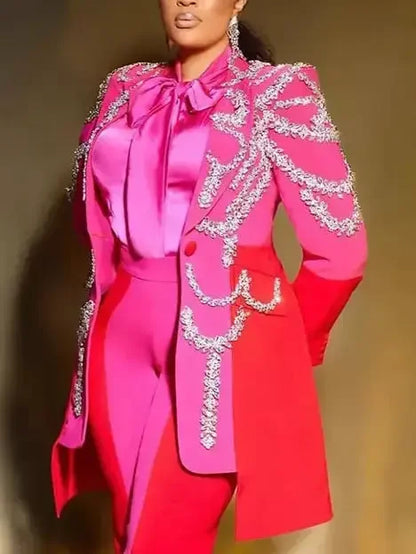 Bicolor Crystal-Embellished Single-Breasted Blazer - Jackets
