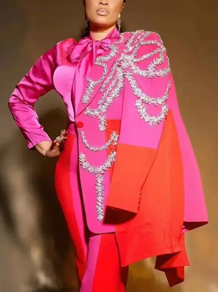Bicolor Crystal-Embellished Single-Breasted Blazer - Jackets