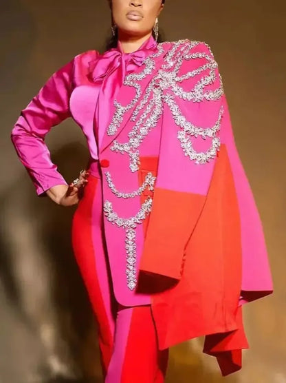 Bicolor Crystal-Embellished Single-Breasted Blazer - Jackets