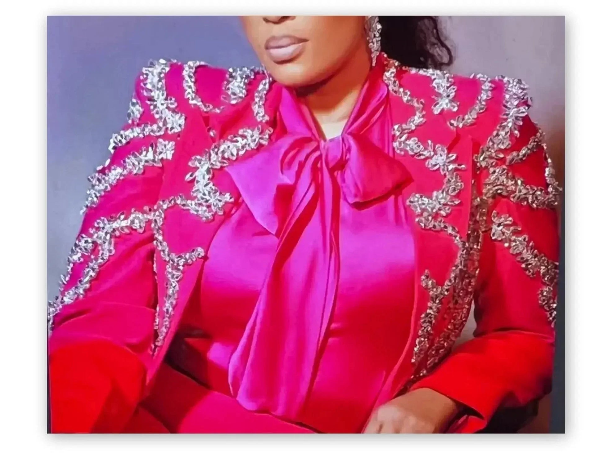 Bicolor Crystal-Embellished Single-Breasted Blazer - Jackets