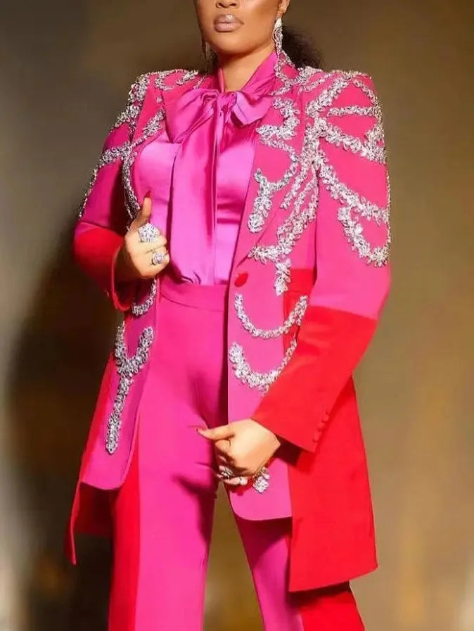 Bicolor Crystal-Embellished Single-Breasted Blazer - Jackets