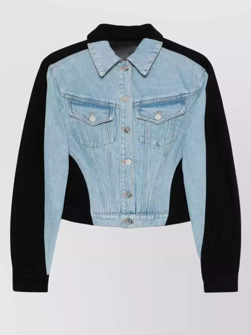 Bicolor Denim Jacket in Black and Blue - Jackets