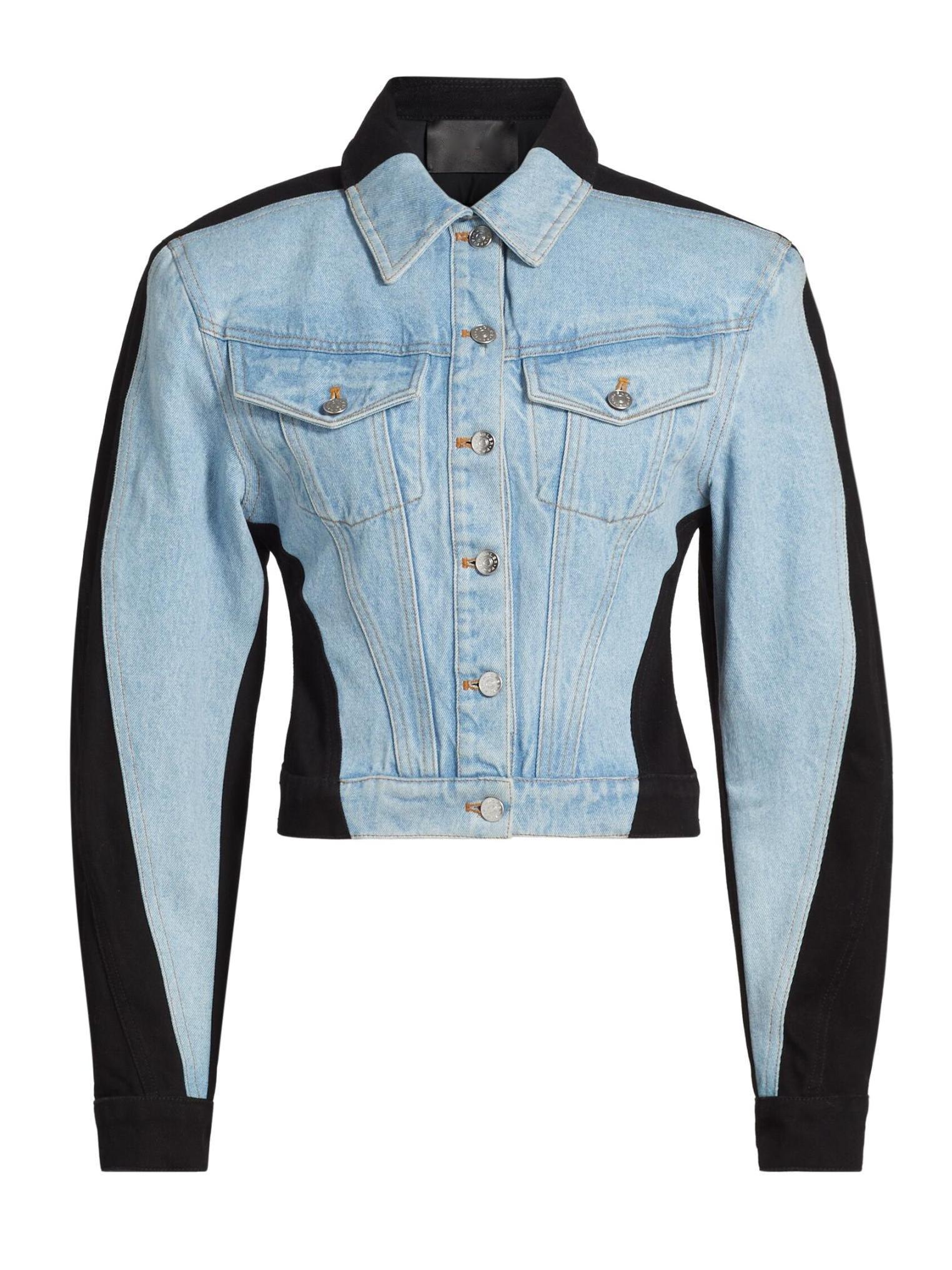 Bicolor Denim Jacket in Black and Blue - Jackets