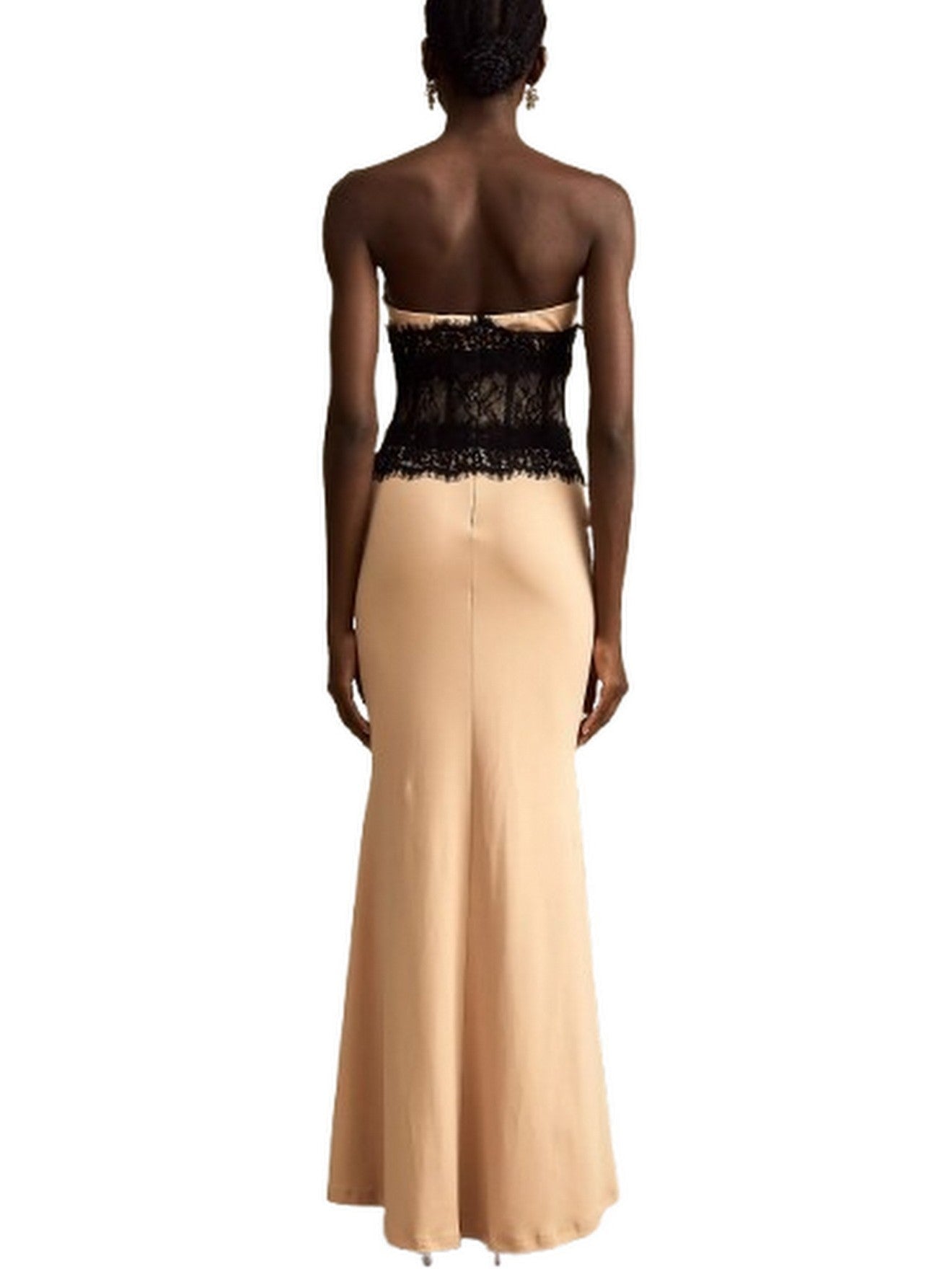 Bicolor Lace-Corset Strapless Maxi Dress - Dresses