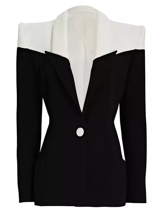 Bicolor Single-Breasted Blazer Jacket - Jackets