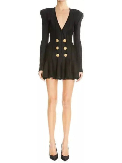 Black A-Line Knit Mini Dress - Dresses