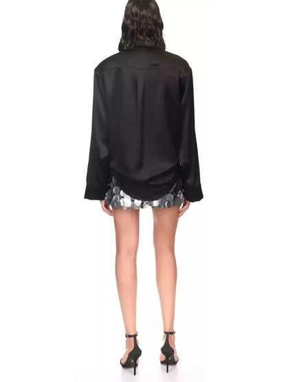 Black and Silver Paillette-Embellished Mini Skirt - Skirts