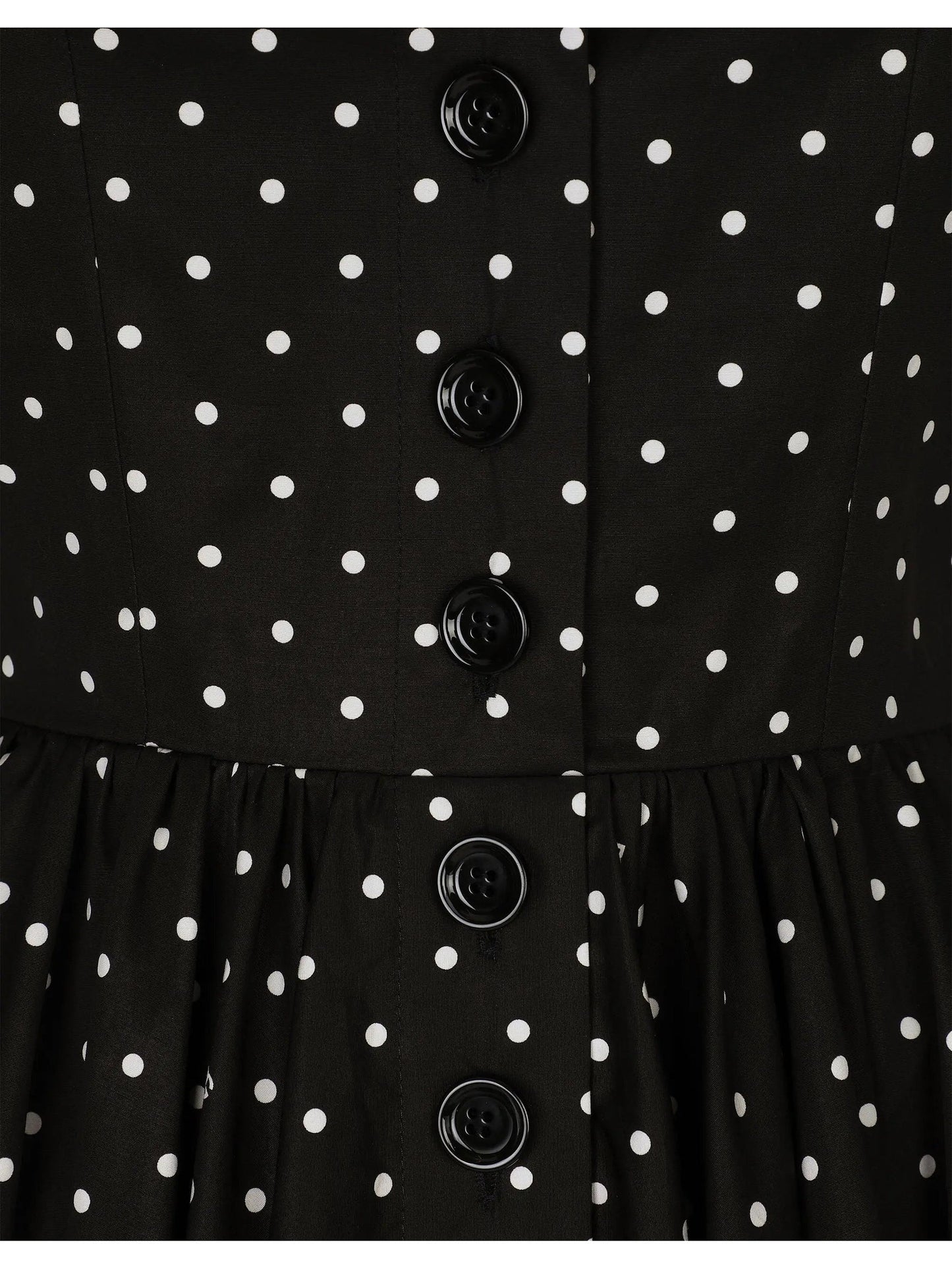 Black and White Calf-Length Cotton Poplin Dress with Polka-Dot Print - Dresses