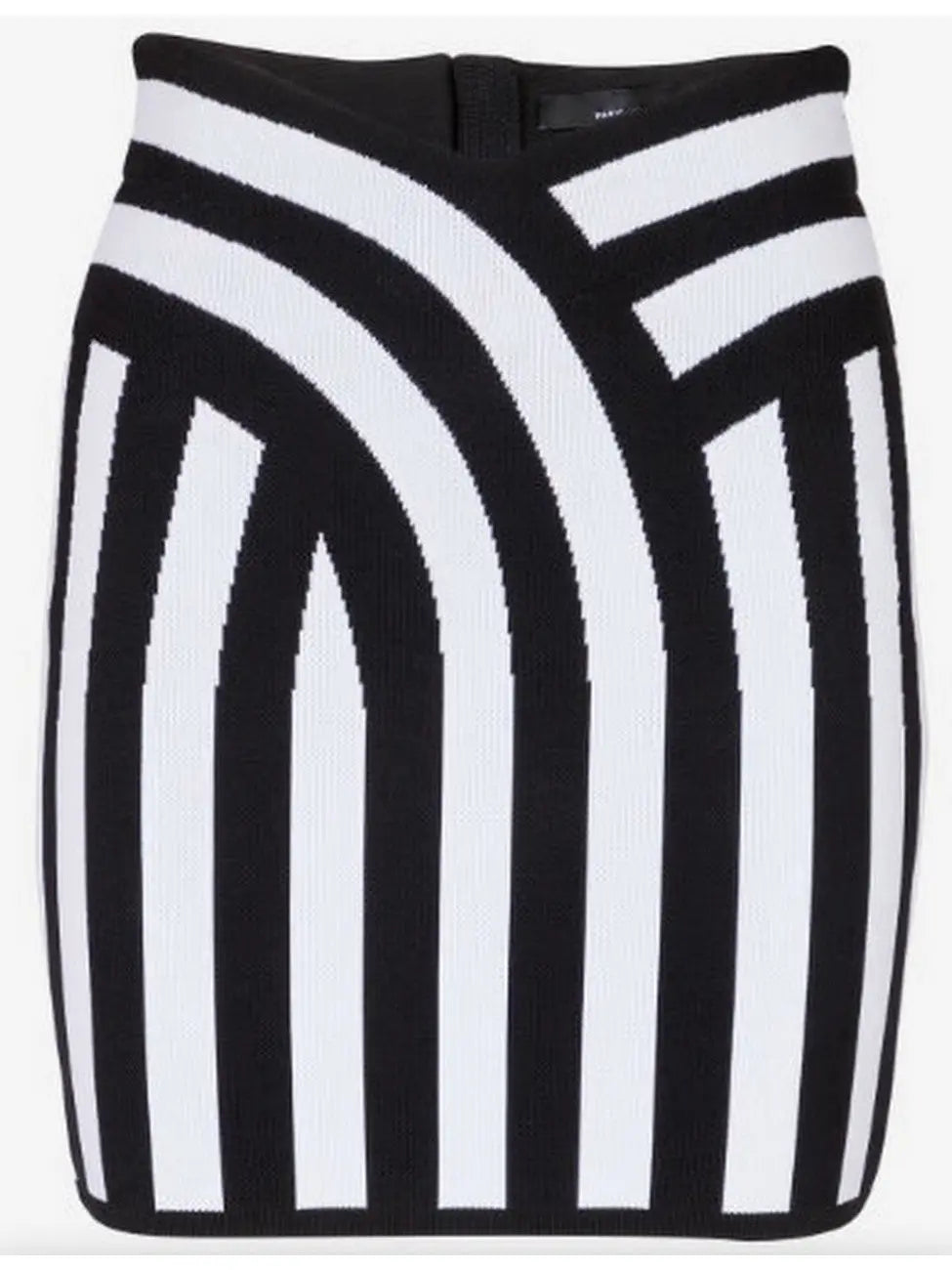 Black and White Short Striped Knit Skirt - Skirts