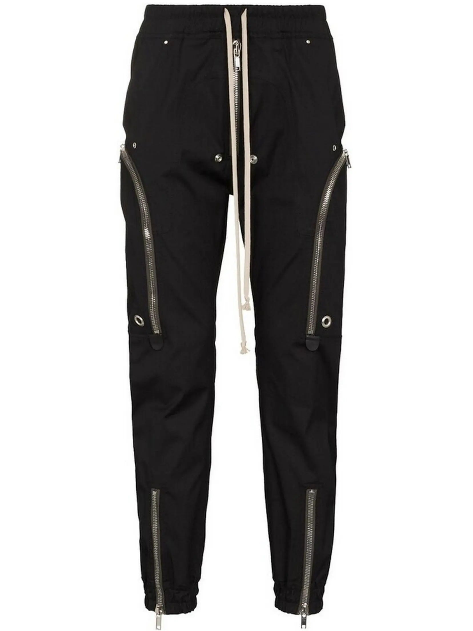 Black Cargo Pants with Zip-Detail and Tie-Waist - Jeans & Pants