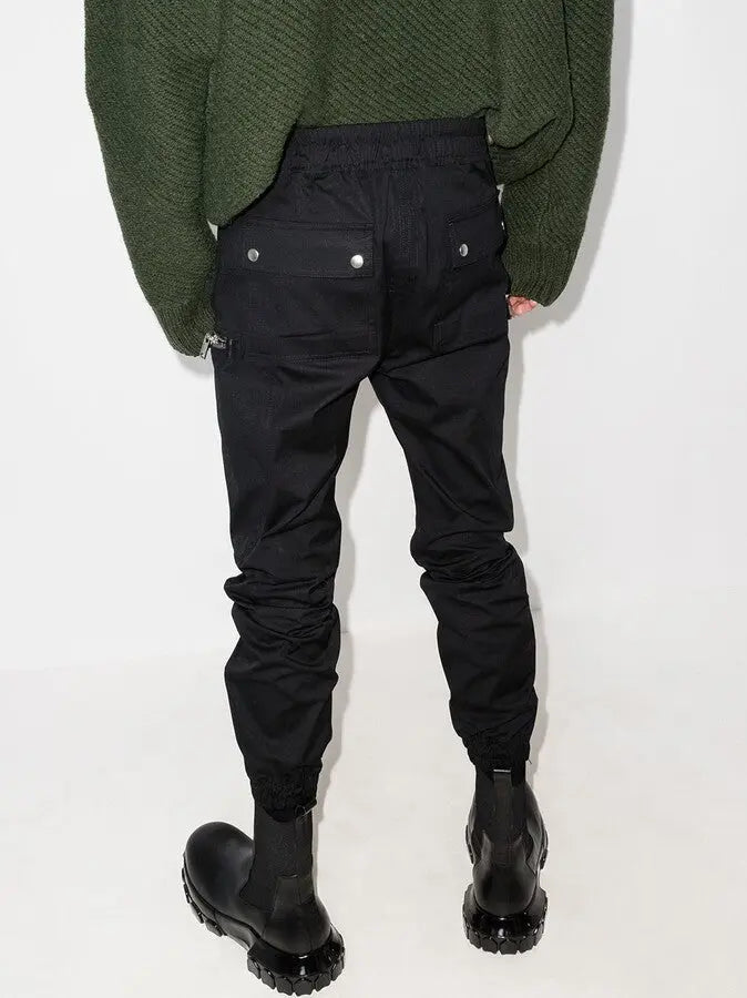 Black Cargo Pants with Zip-Detail and Tie-Waist - Jeans & Pants