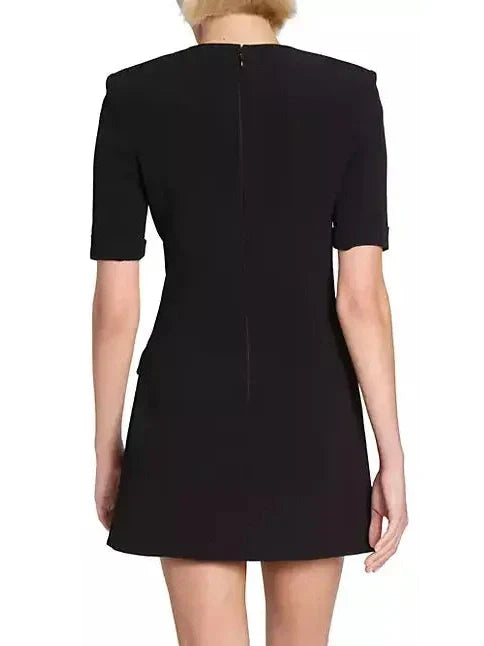 Black Crepe Eight-Button Mini Dress - Dresses