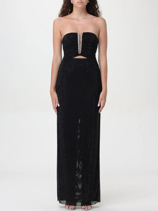 Black Crystal-Embellished Cut-Out Strapless Maxi Dress - Dresses