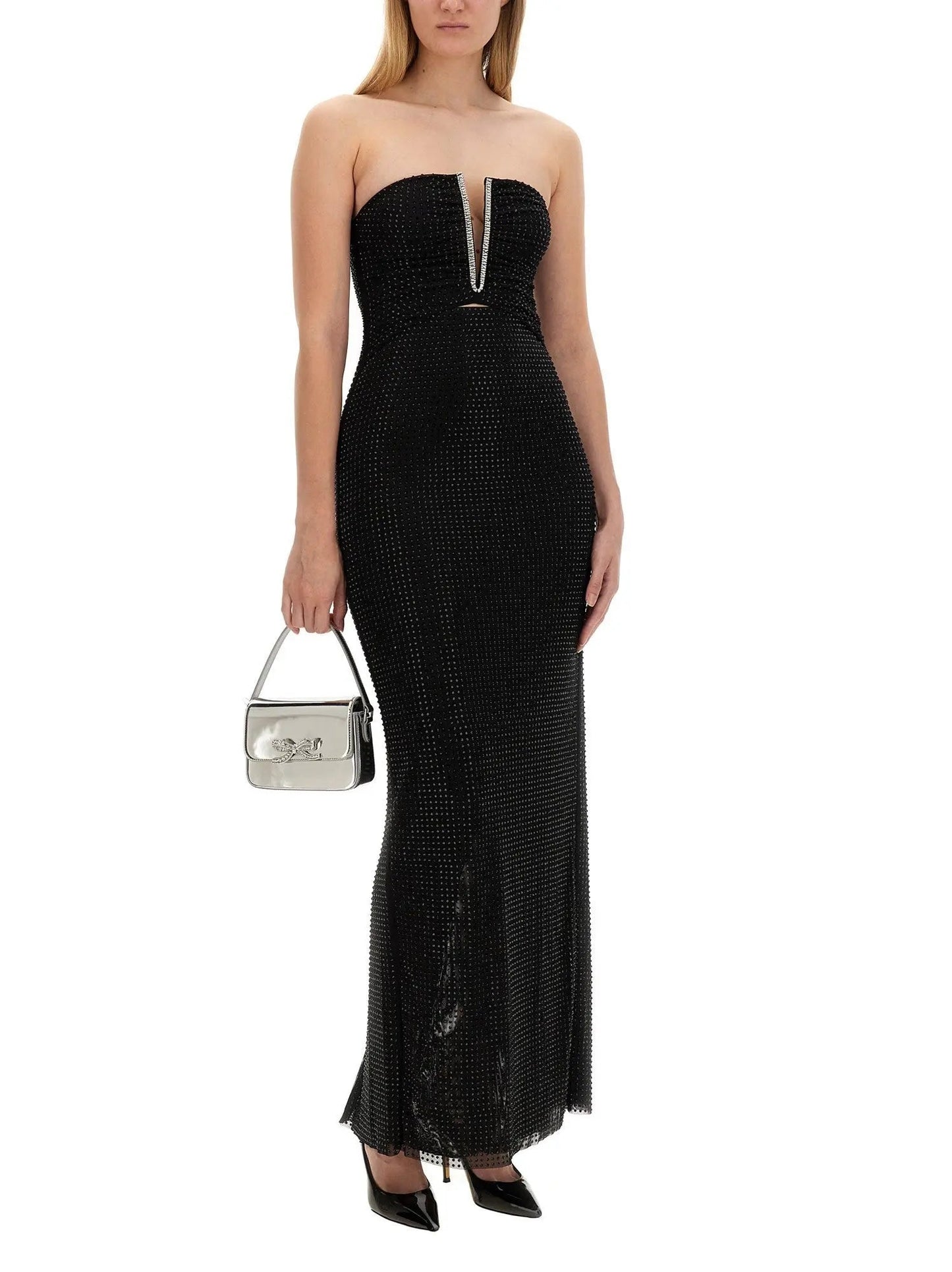 Black Crystal-Embellished Cut-Out Strapless Maxi Dress - Dresses