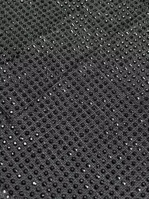 Black Crystal Embellished Long Blazer - Jackets