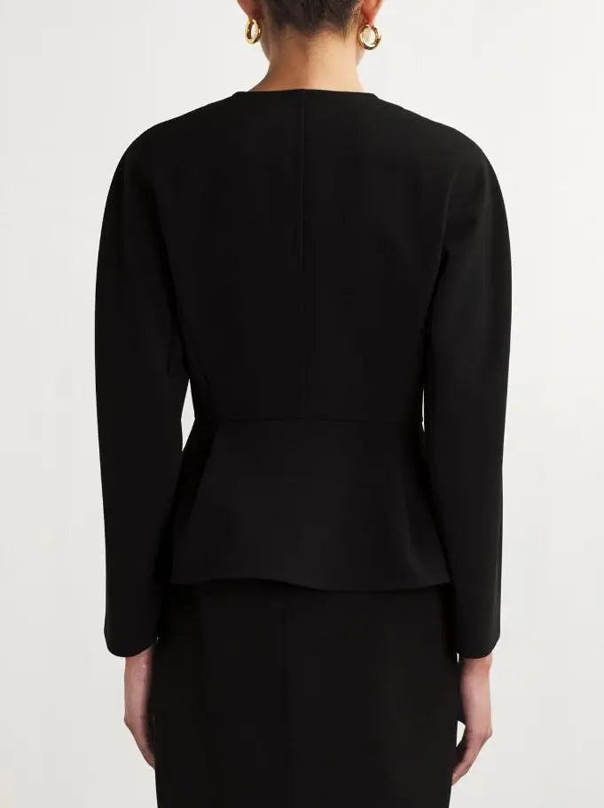 Black Double-Breasted Peplum Jacket - Jackets