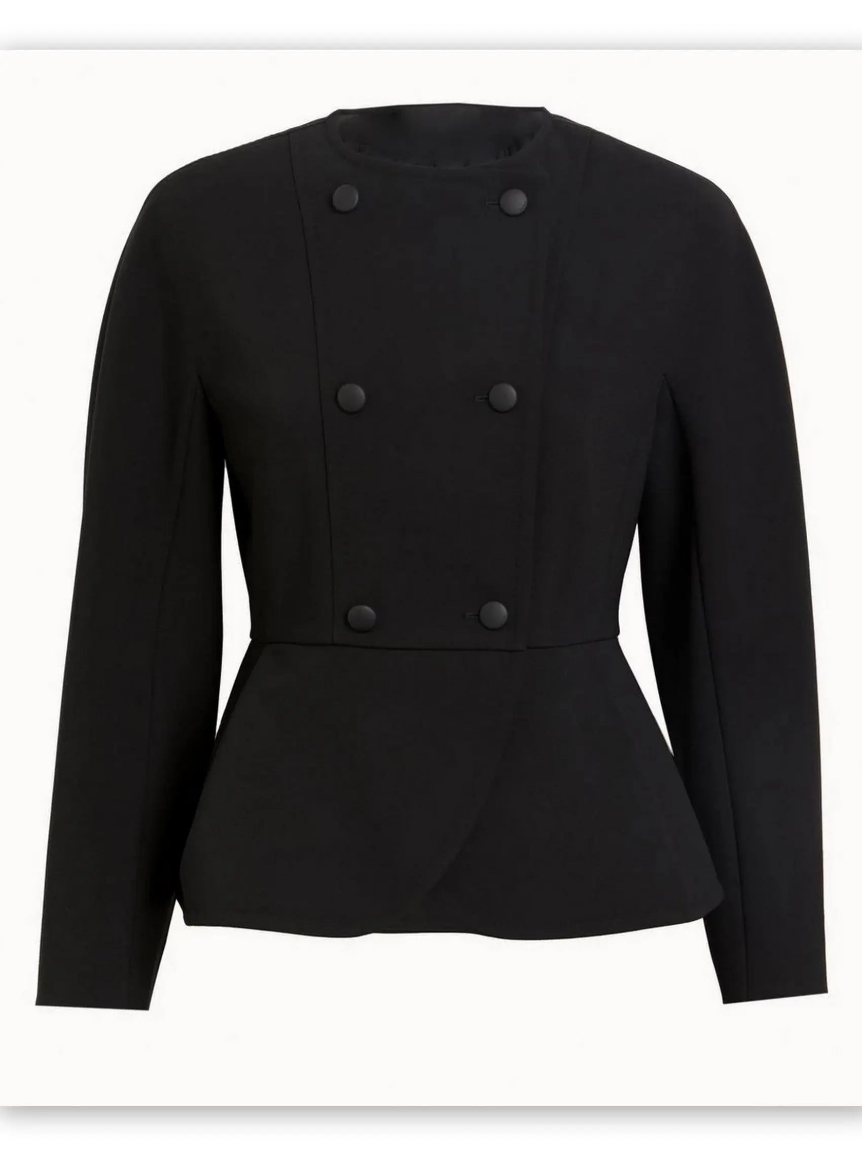 Black Double-Breasted Peplum Jacket - Jackets