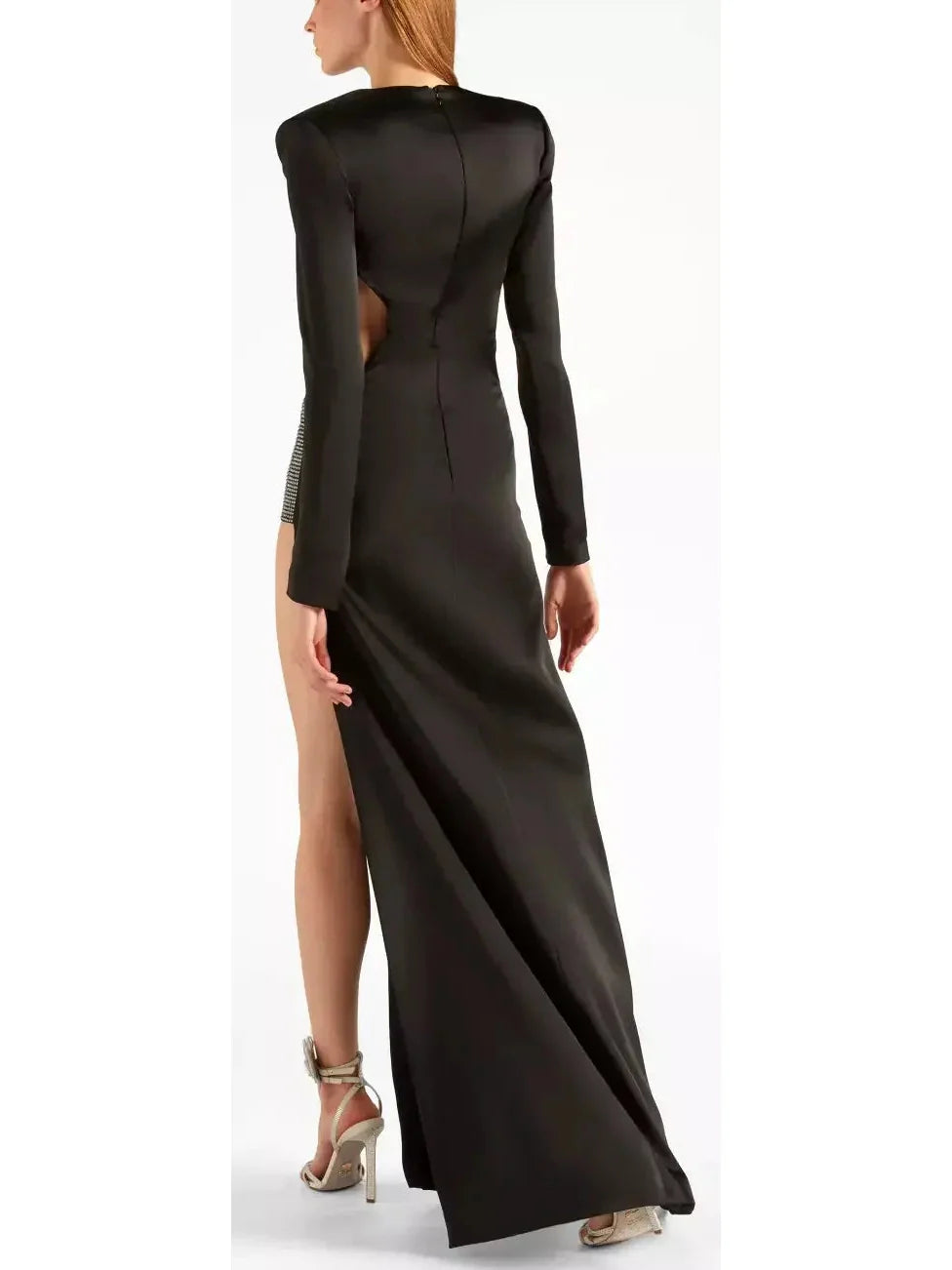 Black Evening Dress with Rhinestones - Dresses