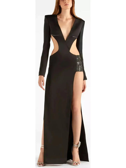 Black Evening Dress with Rhinestones - small - Dresses