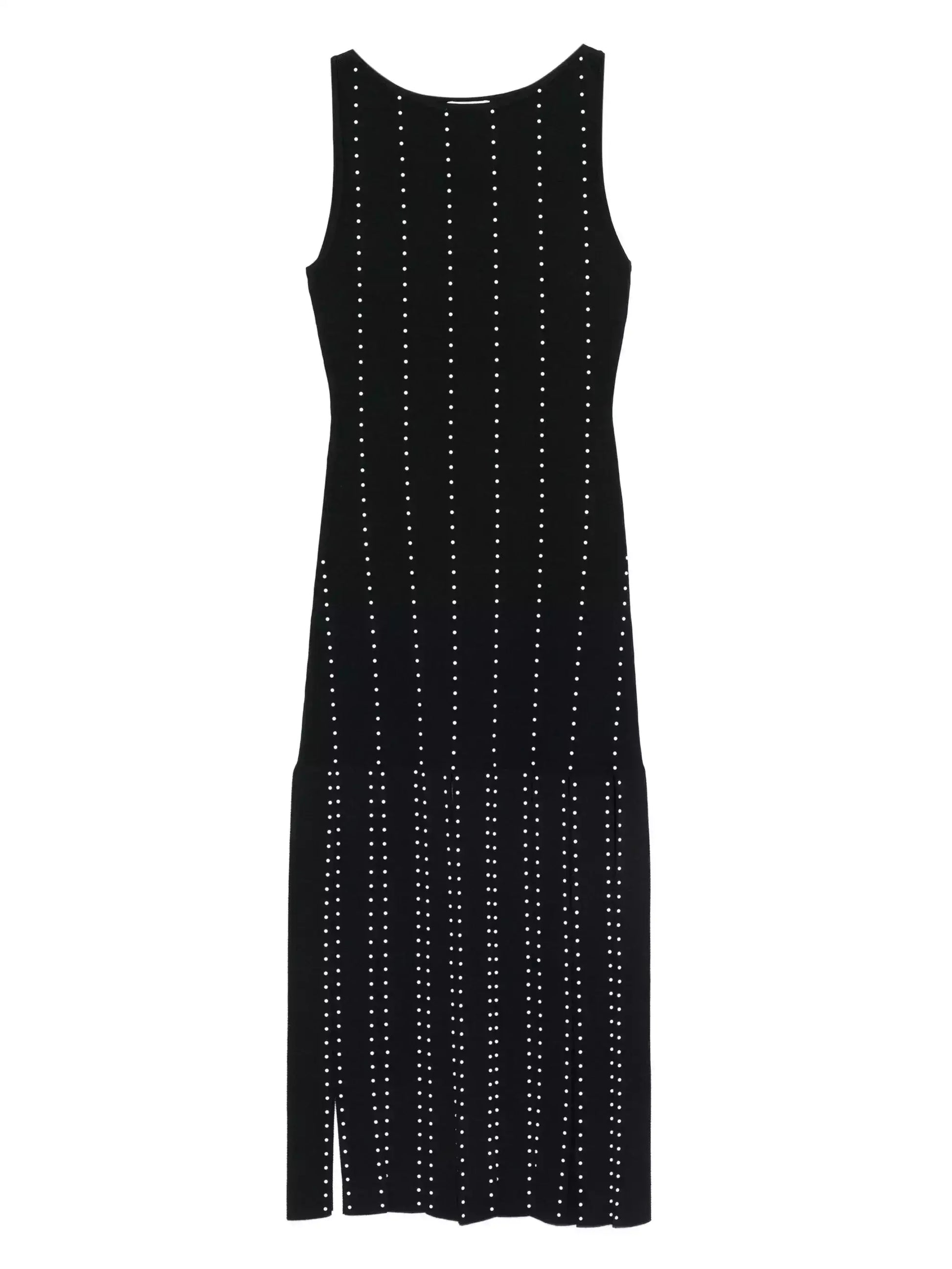 Black Fringed Knit Studded Maxi Dress - Dresses