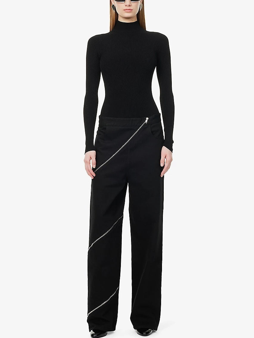Black Jeans with Zip-Embellishment - Jeans & Pants
