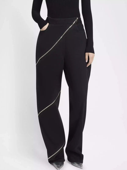 Black Jeans with Zip-Embellishment - Jeans & Pants