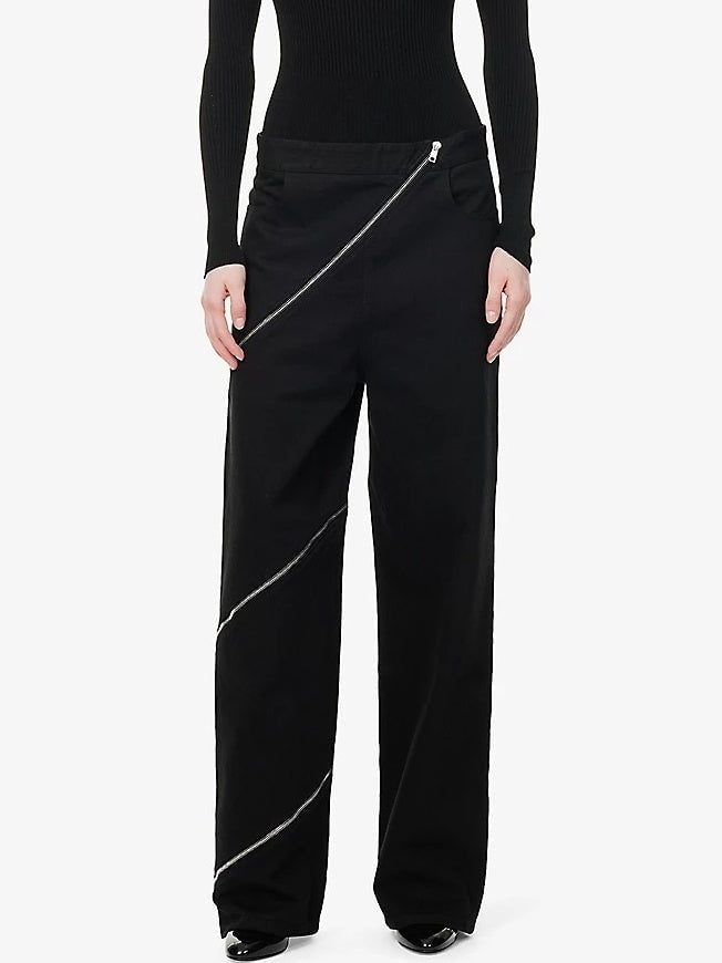 Black Jeans with Zip-Embellishment - Jeans & Pants