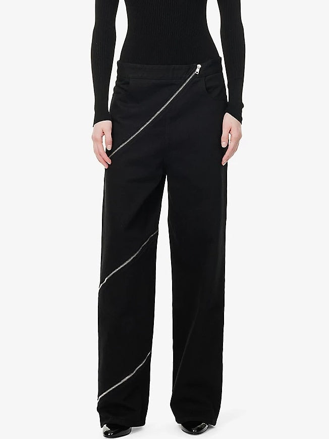 Black Jeans with Zip-Embellishment - Jeans & Pants