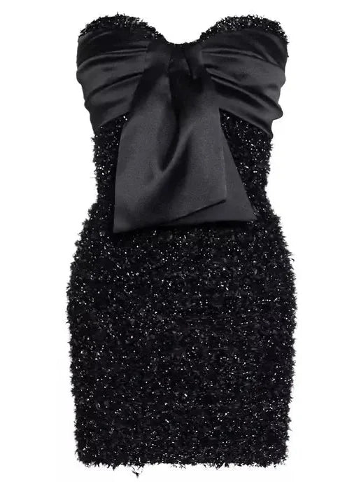 Black Knit Bustier Dress - Dresses