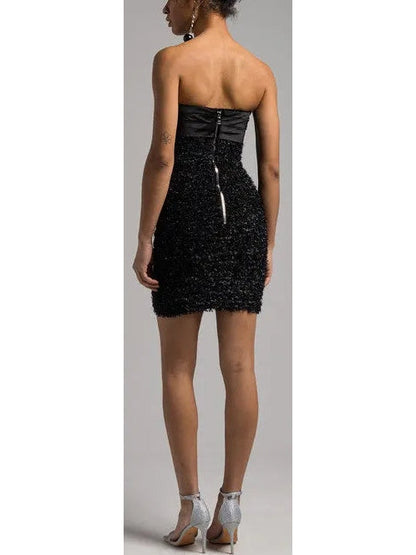 Black Knit Bustier Dress - Dresses